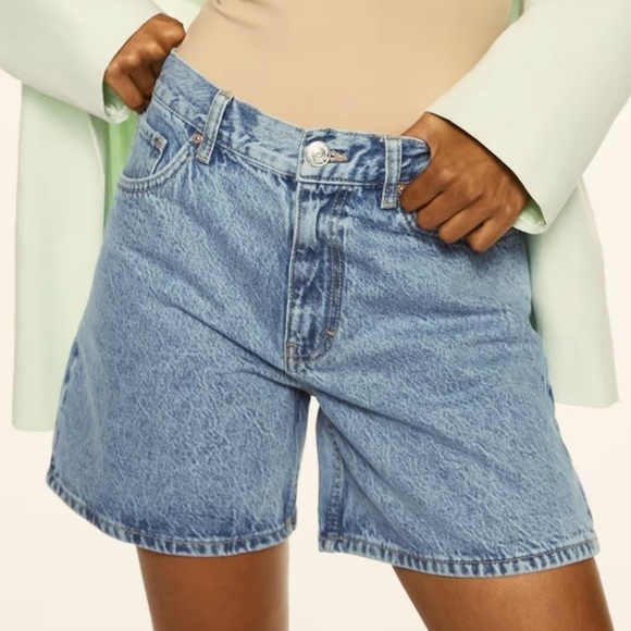 NWT Mango MNG Zaida Straight Denim Jean Acid Washed Shorts Plus Curve Sz 20 - Picture 1 of 6